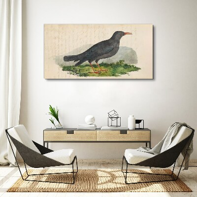 Bird on a green background Canvas wall art
