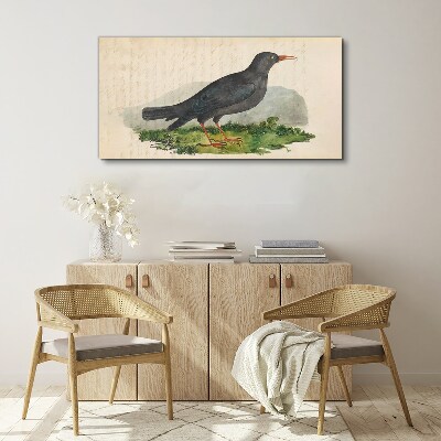 Bird on a green background Canvas wall art