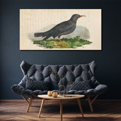 Bird on a green background Canvas wall art