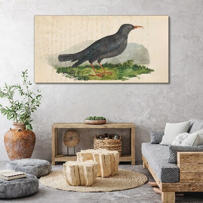 Bird on a green background Canvas wall art