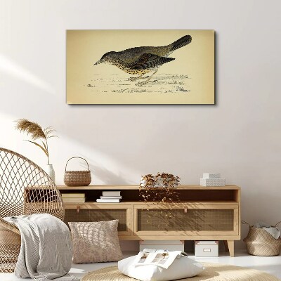 Bird on a beige background Print on canvas