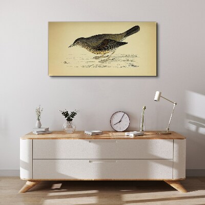 Bird on a beige background Print on canvas