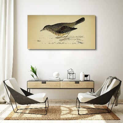 Bird on a beige background Print on canvas