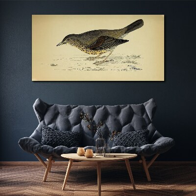 Bird on a beige background Print on canvas