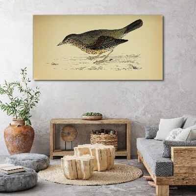Bird on a beige background Print on canvas