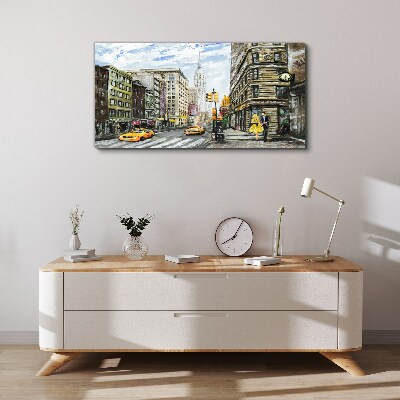 New York street in yellow cabs Canvas wall art