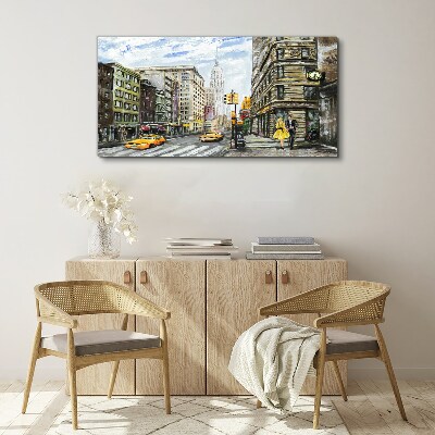 New York street in yellow cabs Canvas wall art