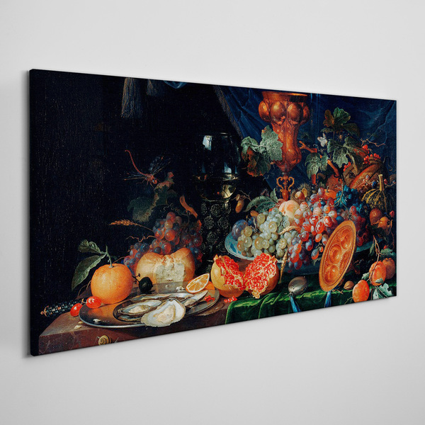 Still life with fruit and shells Print on canvas