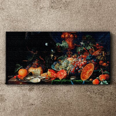 Still life with fruit and shells Print on canvas