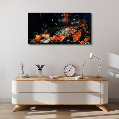 Still life with fruit and shells Print on canvas