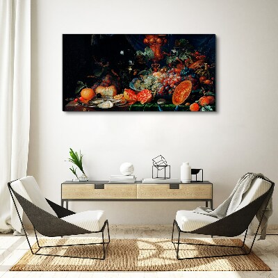Still life with fruit and shells Print on canvas