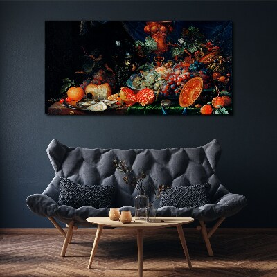 Still life with fruit and shells Print on canvas