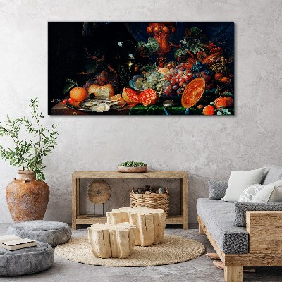 Still life with fruit and shells Print on canvas
