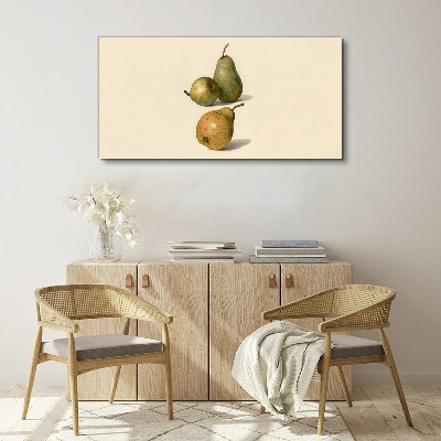 Three pears on a light background Canvas wall art