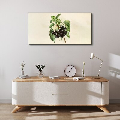 Black fruit on the branch Canvas wall art