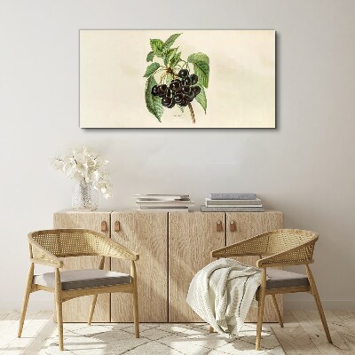 Black fruit on the branch Canvas wall art