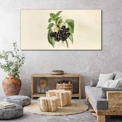 Black fruit on the branch Canvas wall art