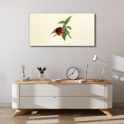 Apple on a background of leaves Print on canvas