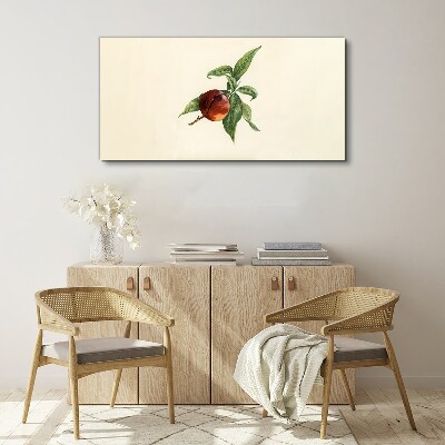 Apple on a background of leaves Print on canvas
