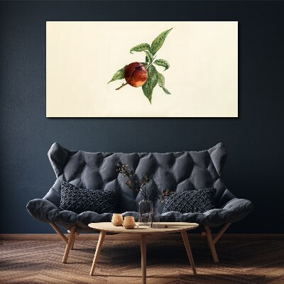 Apple on a background of leaves Print on canvas