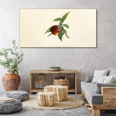 Apple on a background of leaves Print on canvas