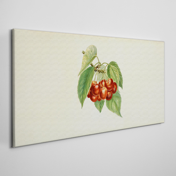 Fruit cherries branches leaves Canvas Wall art