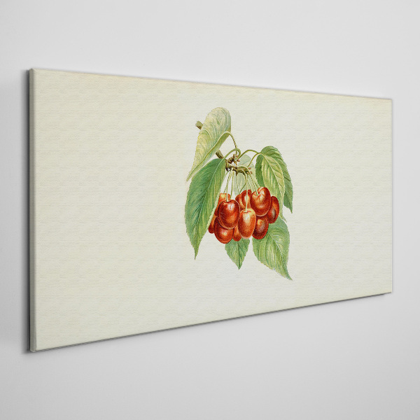Red cherries on a pastel background Canvas wall art