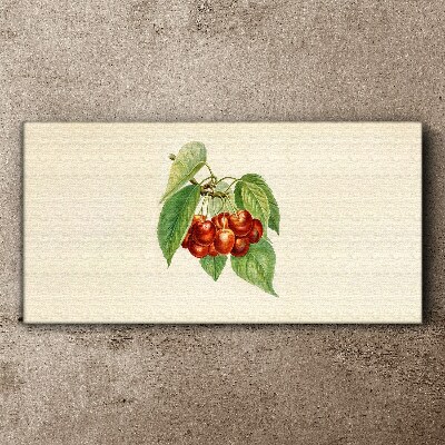 Red cherries on a pastel background Canvas wall art