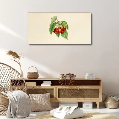 Red cherries on a pastel background Canvas wall art