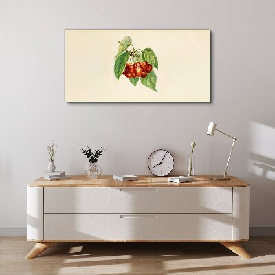 Red cherries on a pastel background Canvas wall art