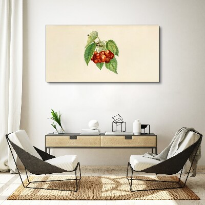 Red cherries on a pastel background Canvas wall art