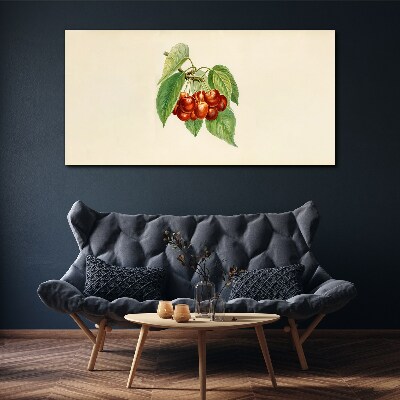 Fruit cherries branches leaves Canvas Wall art