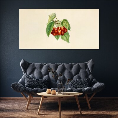 Red cherries on a pastel background Canvas wall art