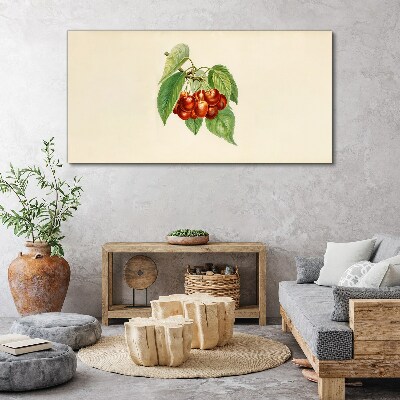 Red cherries on a pastel background Canvas wall art