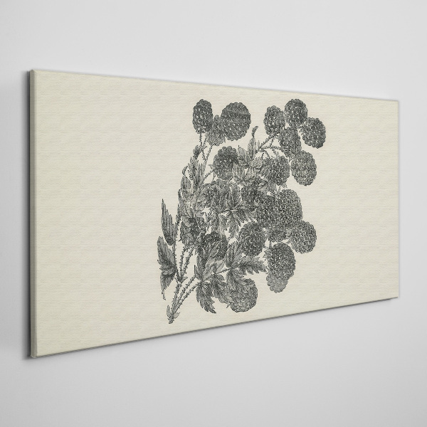 Floral pattern in black and white Canvas wall art