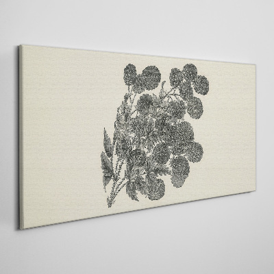 Floral pattern in black and white Canvas wall art