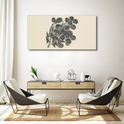 Floral pattern in black and white Canvas wall art