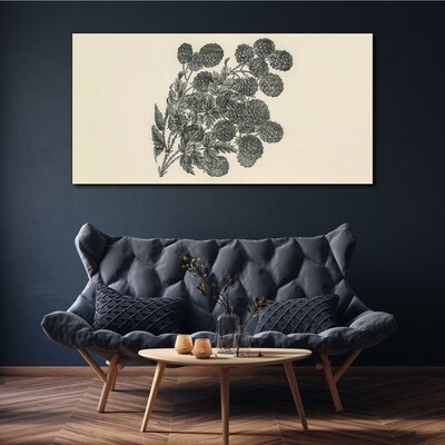 Floral pattern in black and white Canvas wall art