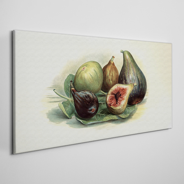 Fig fruit on a leaf Canvas wall art