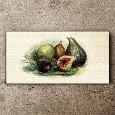 Fig fruit on a leaf Canvas wall art