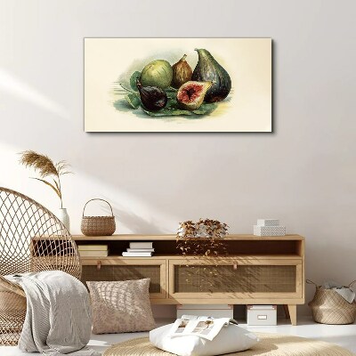 Fig fruit on a leaf Canvas wall art