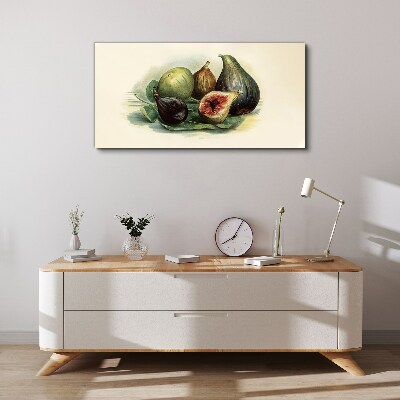 Fig fruit on a leaf Canvas wall art