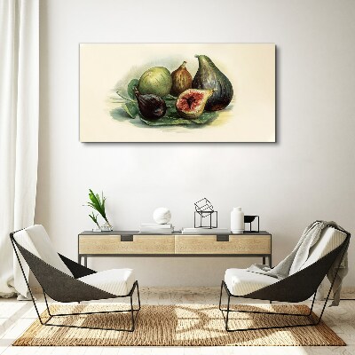 Fig fruit on a leaf Canvas wall art