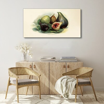 Fig fruit on a leaf Canvas wall art