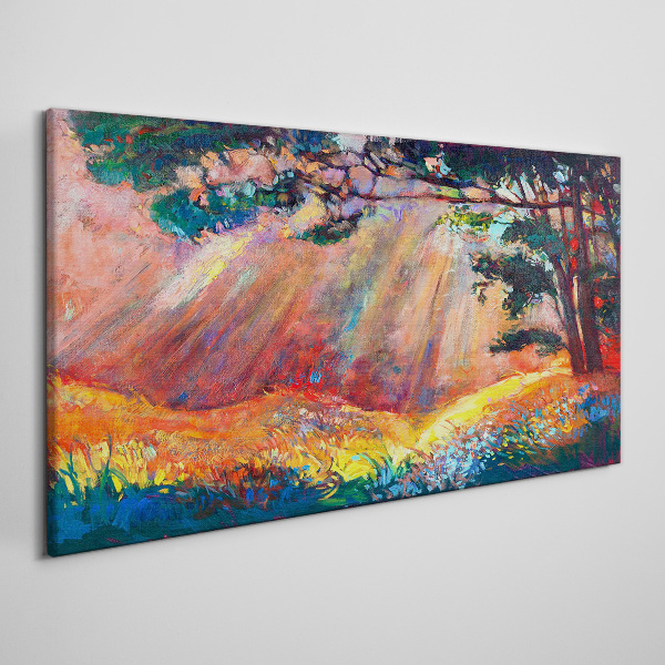 Golden rays in the summer landscape Print on canvas