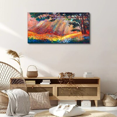 Golden rays in the summer landscape Print on canvas