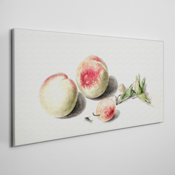 Juicy peaches on a light background Print on canvas
