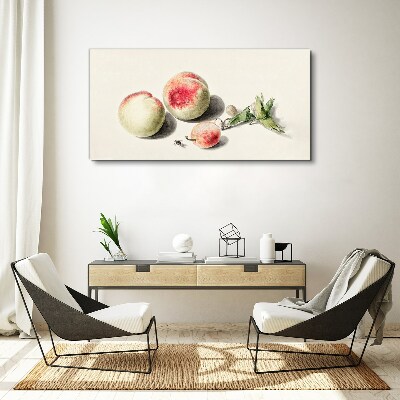 Juicy peaches on a light background Print on canvas