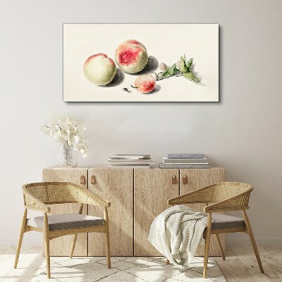 Juicy peaches on a light background Print on canvas
