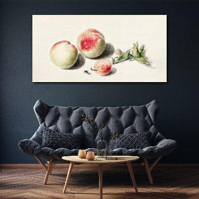 Juicy peaches on a light background Print on canvas